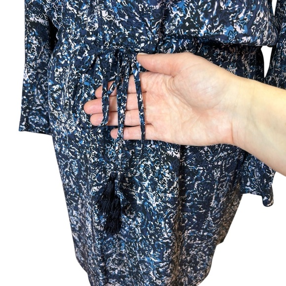 Rebecca Taylor - Block Print, Long Sleeve, Floral Mini Dress - Size 0, Blue - Picture 15 of 17